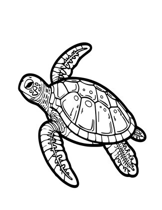 Green Turtle Cruise - Free printable coloring page