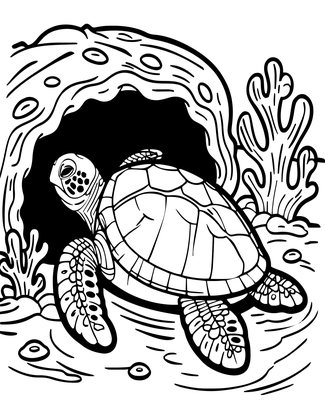Sleeping Turtle - Free printable coloring page