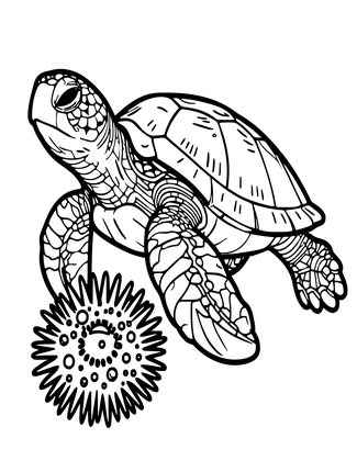 Loggerhead Feeding - Free printable coloring page
