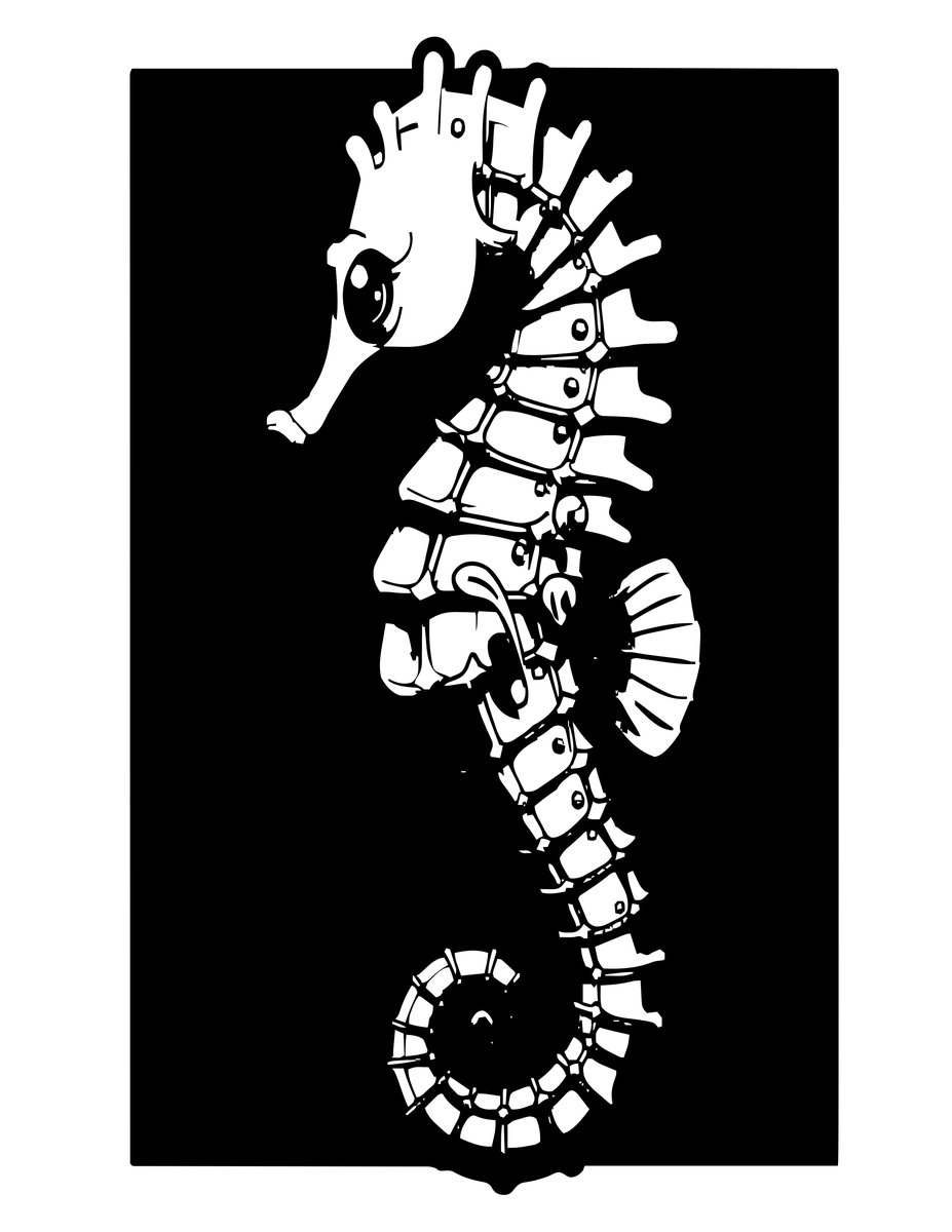 Golden Seahorse - free printable coloring page