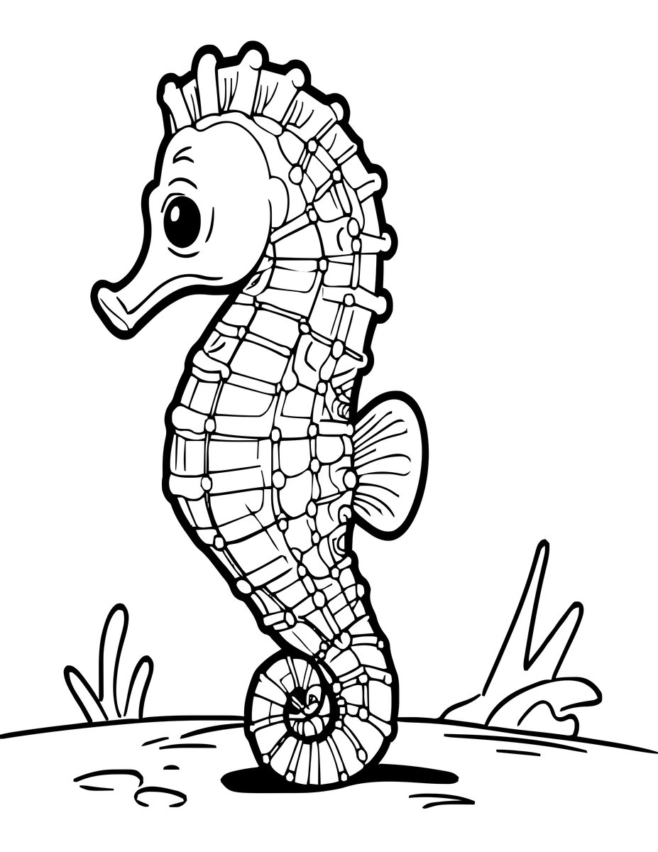 Potbelly Seahorse - free printable coloring page