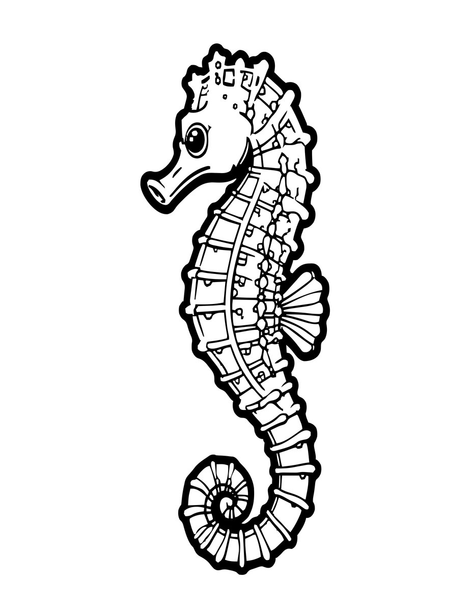 Seahorse Depth - free printable coloring page