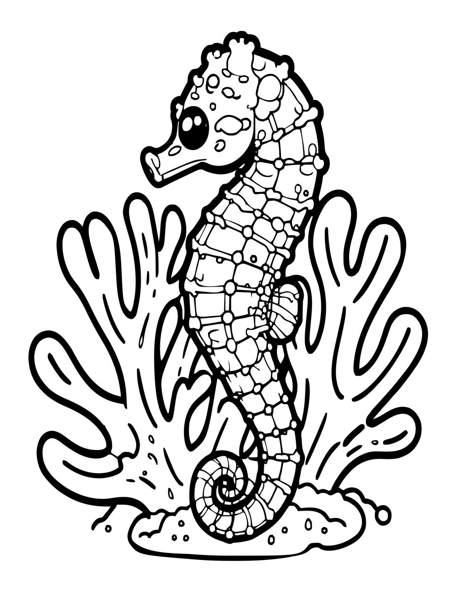 Pygmy Seahorse - free printable coloring page