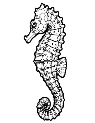 Lined Seahorse - Free printable coloring page