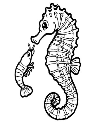 Seahorse Feeding - Free printable coloring page