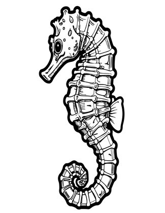 Seahorse Skeleton - Free printable coloring page