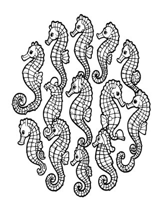 Seahorse Pattern - Free printable coloring page