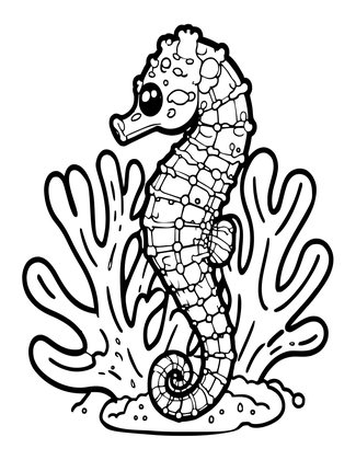 Pygmy Seahorse - Free printable coloring page