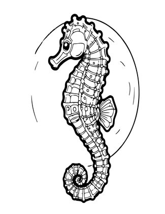 Seahorse and Moon - Free printable coloring page