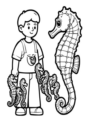 Seahorse Birth - Free printable coloring page