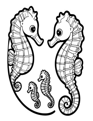 Seahorse Family - Free printable coloring page