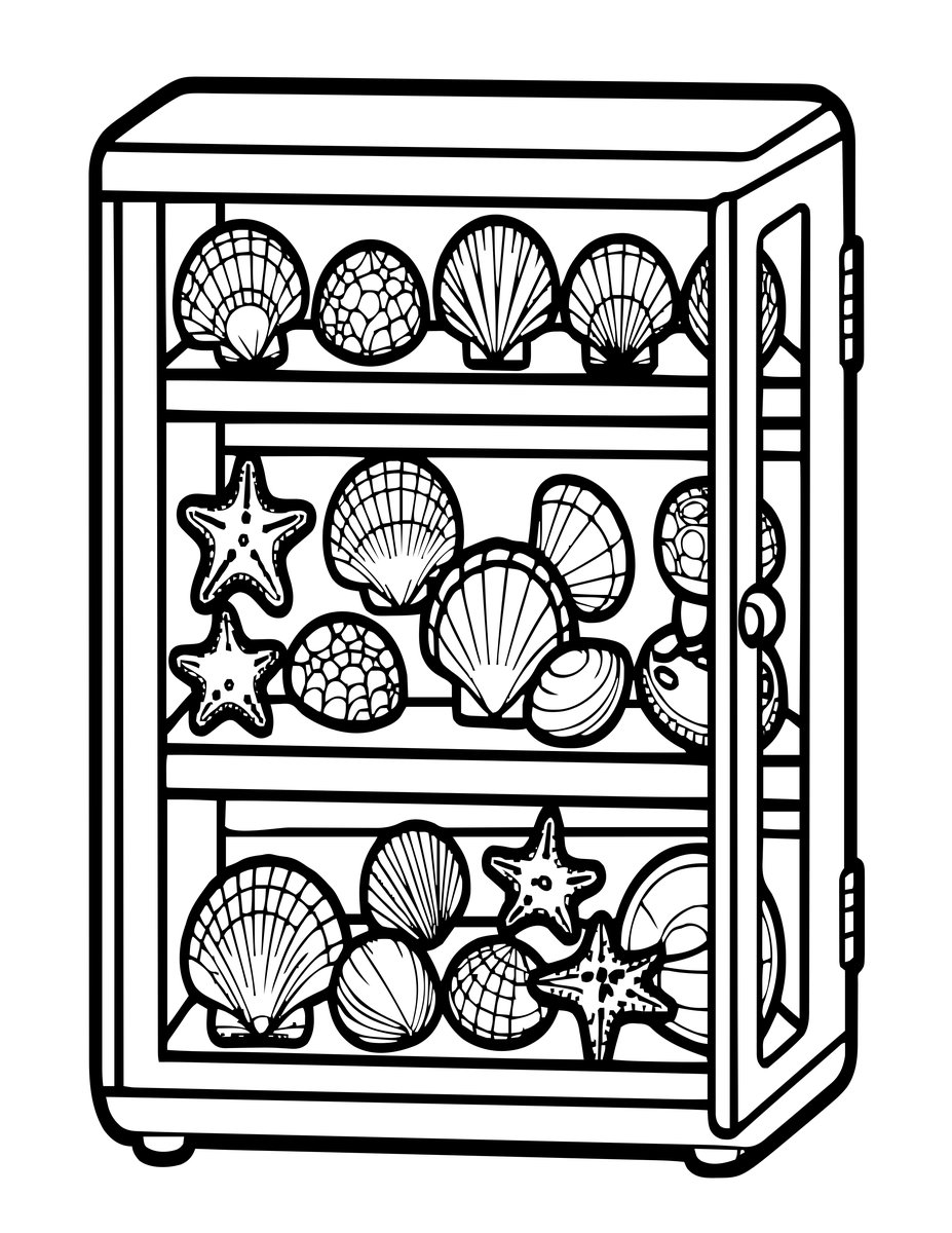 Shell Cabinet - free printable coloring page