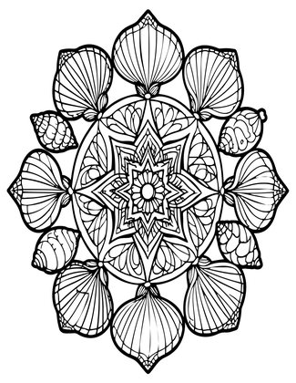 Shell Mandala - Free printable coloring page