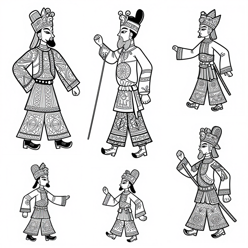 Shadow Puppets coloring pages collection - 21 free printable pages