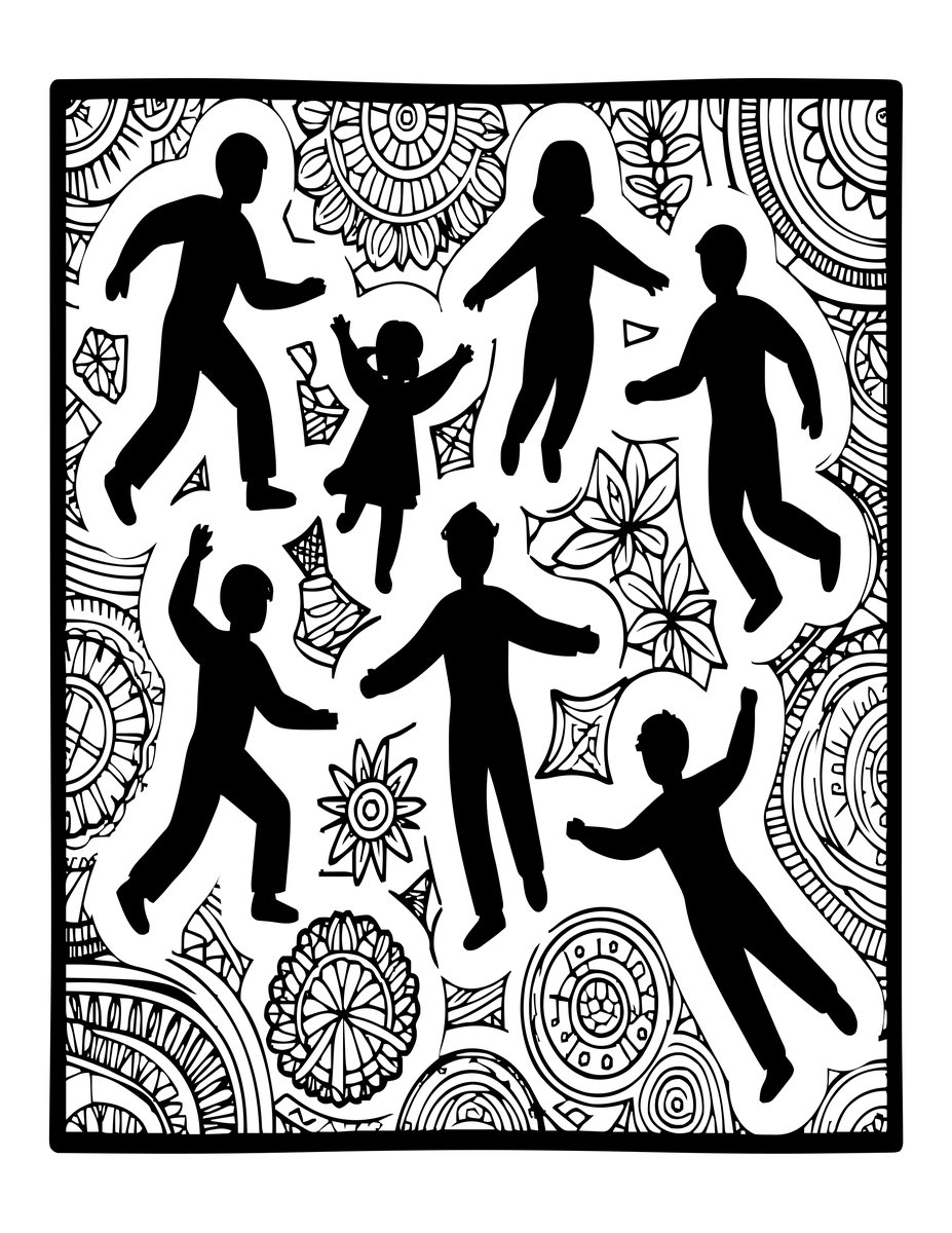 Flying Scene - free printable coloring page