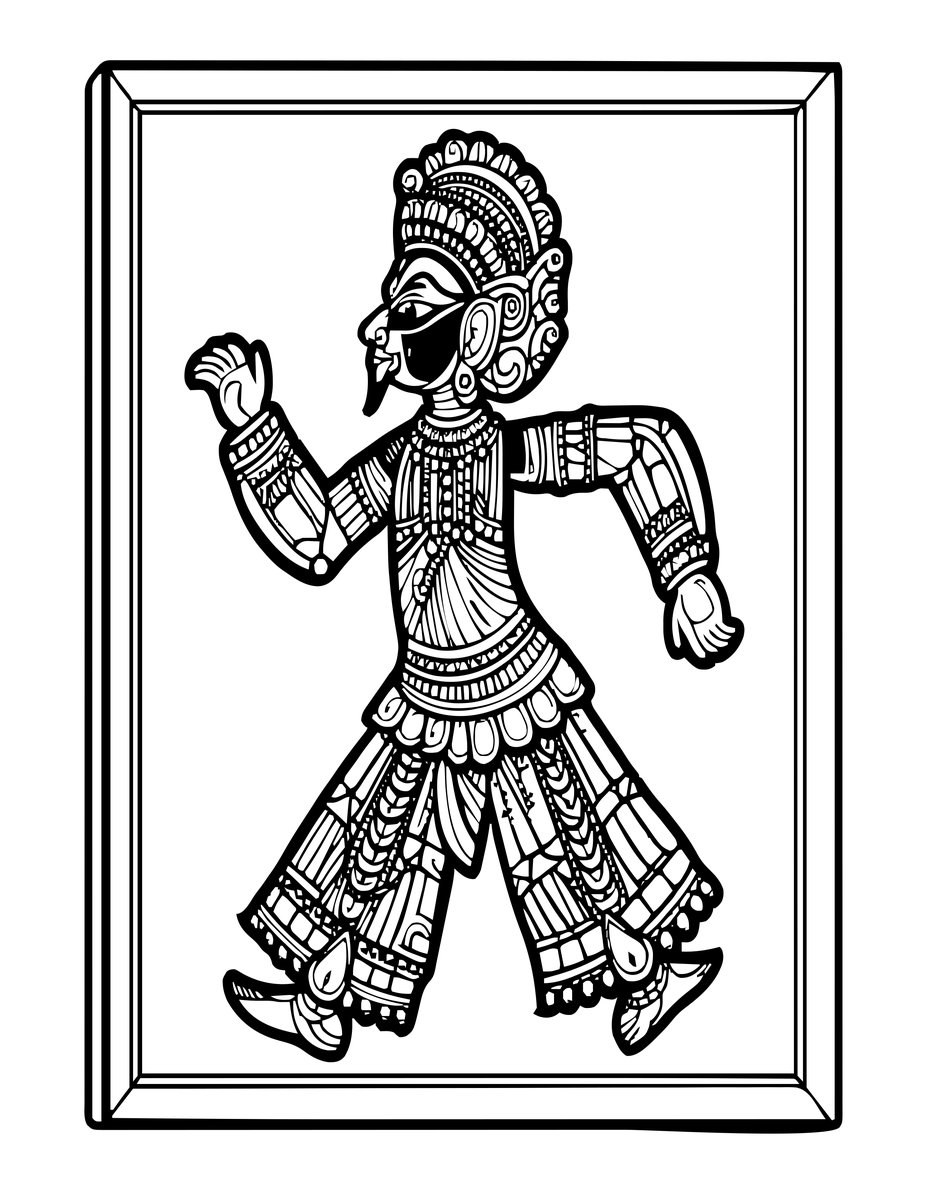Indian Tholpavakoothu - free printable coloring page