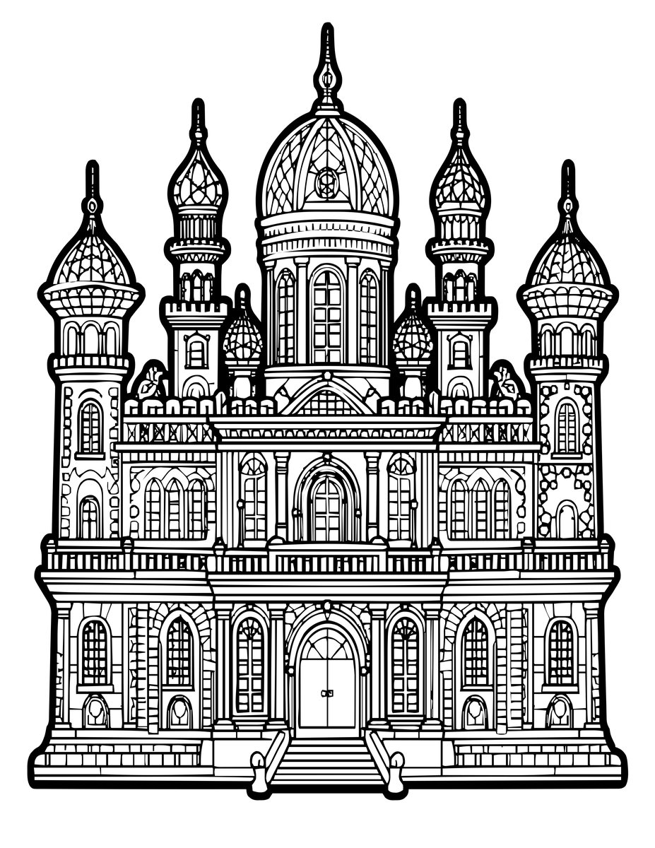 Palace Scene - free printable coloring page