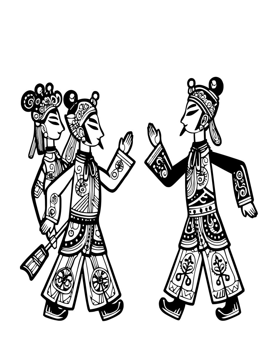 Chinese Opera - free printable coloring page