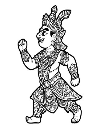 Arjuna Puppet - Free printable coloring page