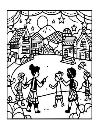 Festival Night - Free printable coloring page