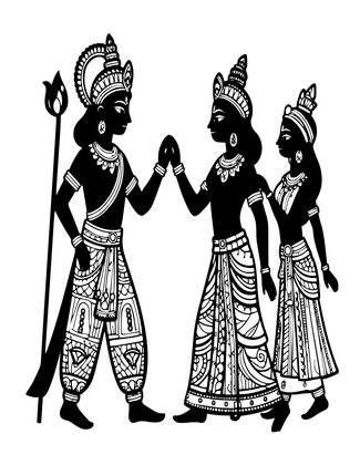 Rama and Sita - Free printable coloring page