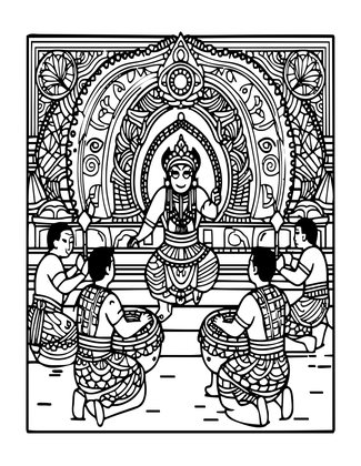 Gamelan Players - Free printable coloring page