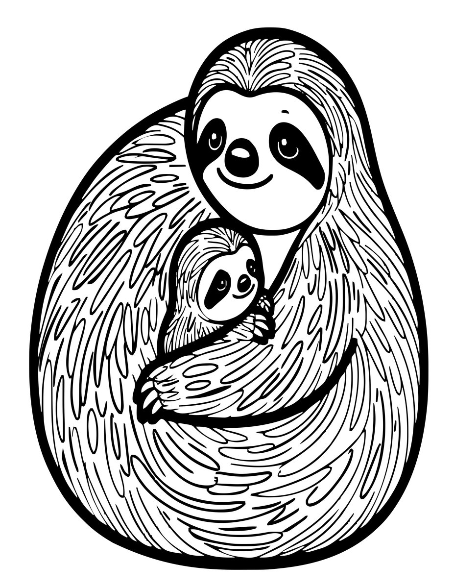 Baby Clinging - free printable coloring page