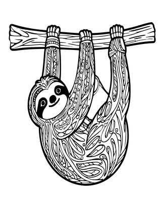 Yoga Sloth - Free printable coloring page