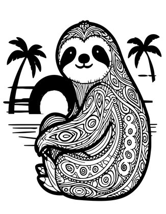 Sunset Silhouette - Free printable coloring page