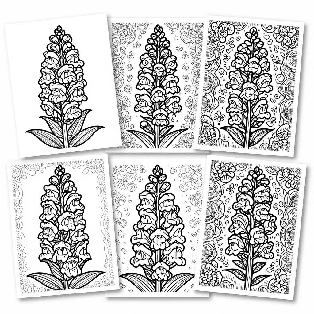 Snapdragons Foxglove coloring pages collection - 30 free printable pages