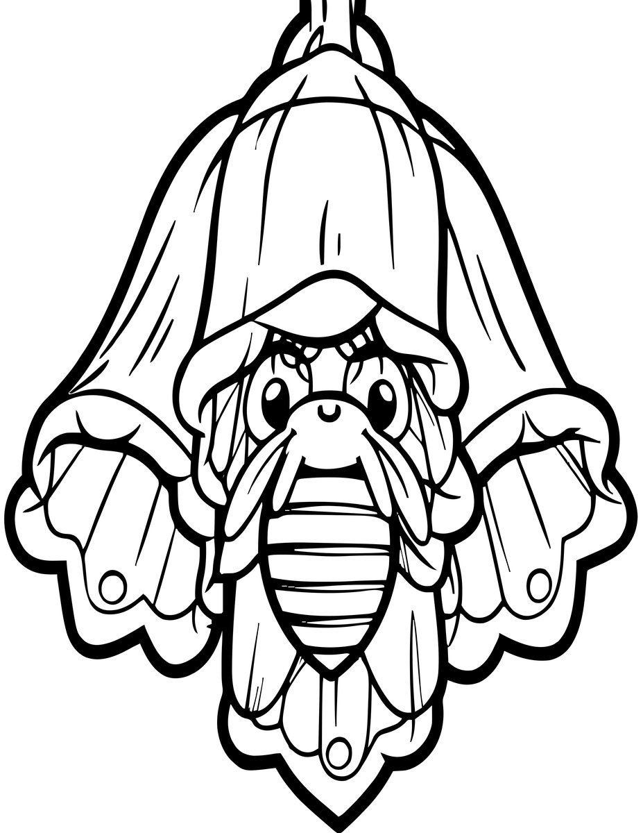 Bee Inside Foxglove - free printable coloring page