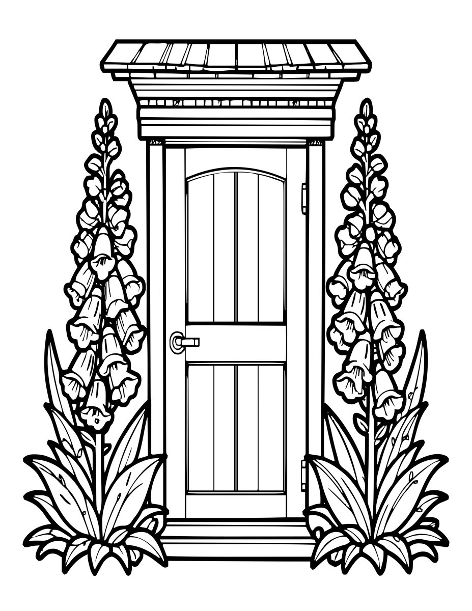 Cottage Doorway - free printable coloring page