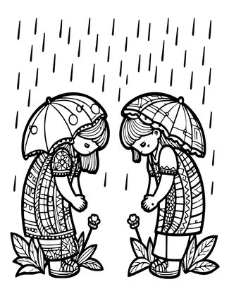 Rain Garden - Free printable coloring page