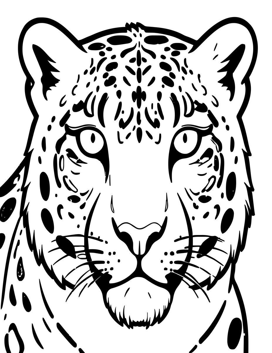 Snow Leopard Portrait - free printable coloring page