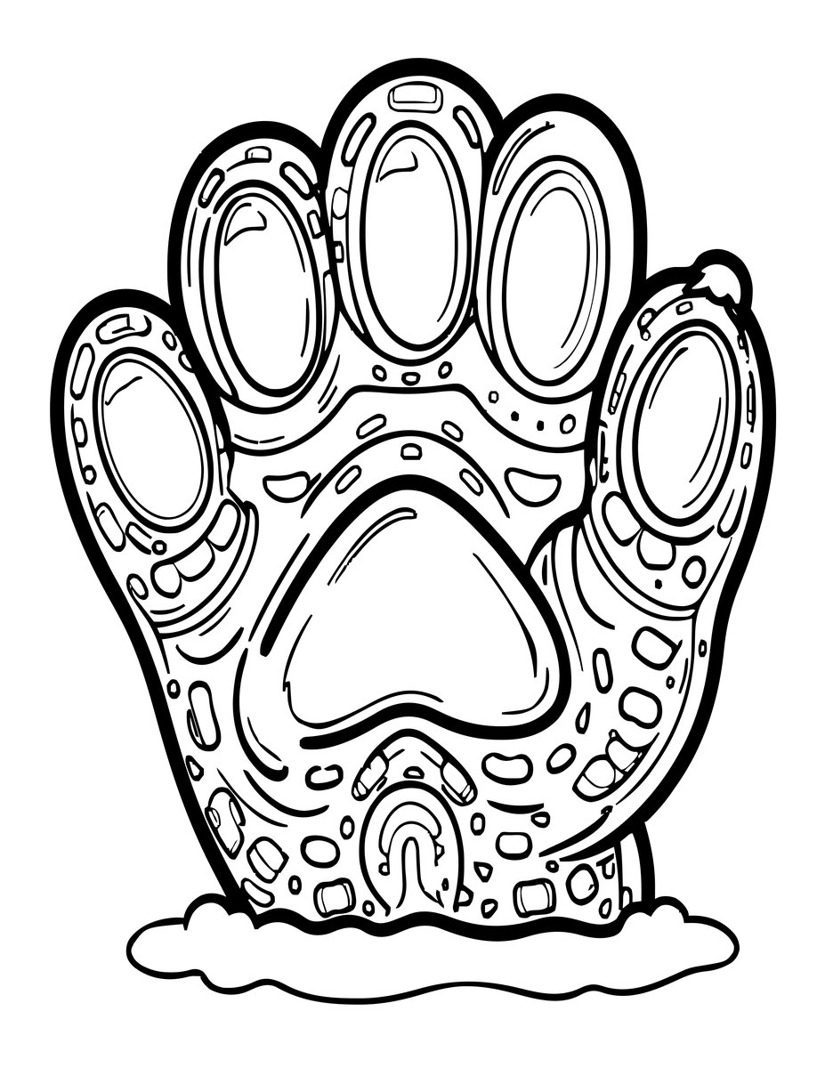 Snow Leopard Paw - free printable coloring page