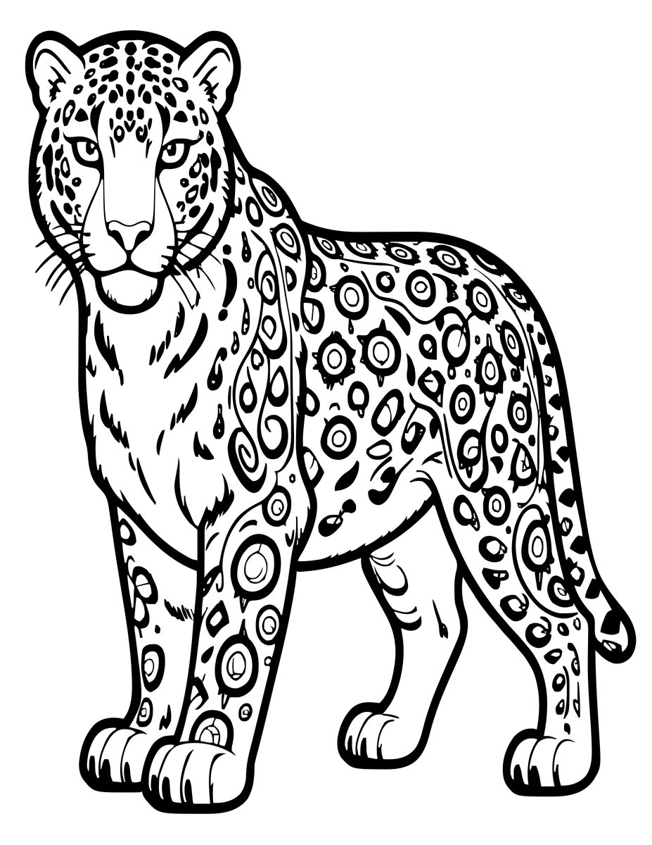 Snow Leopard Coat Close-Up - free printable coloring page