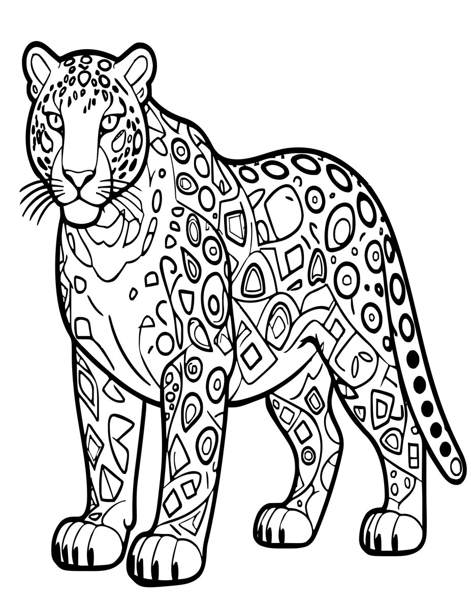 Snow Leopard Geometric - free printable coloring page