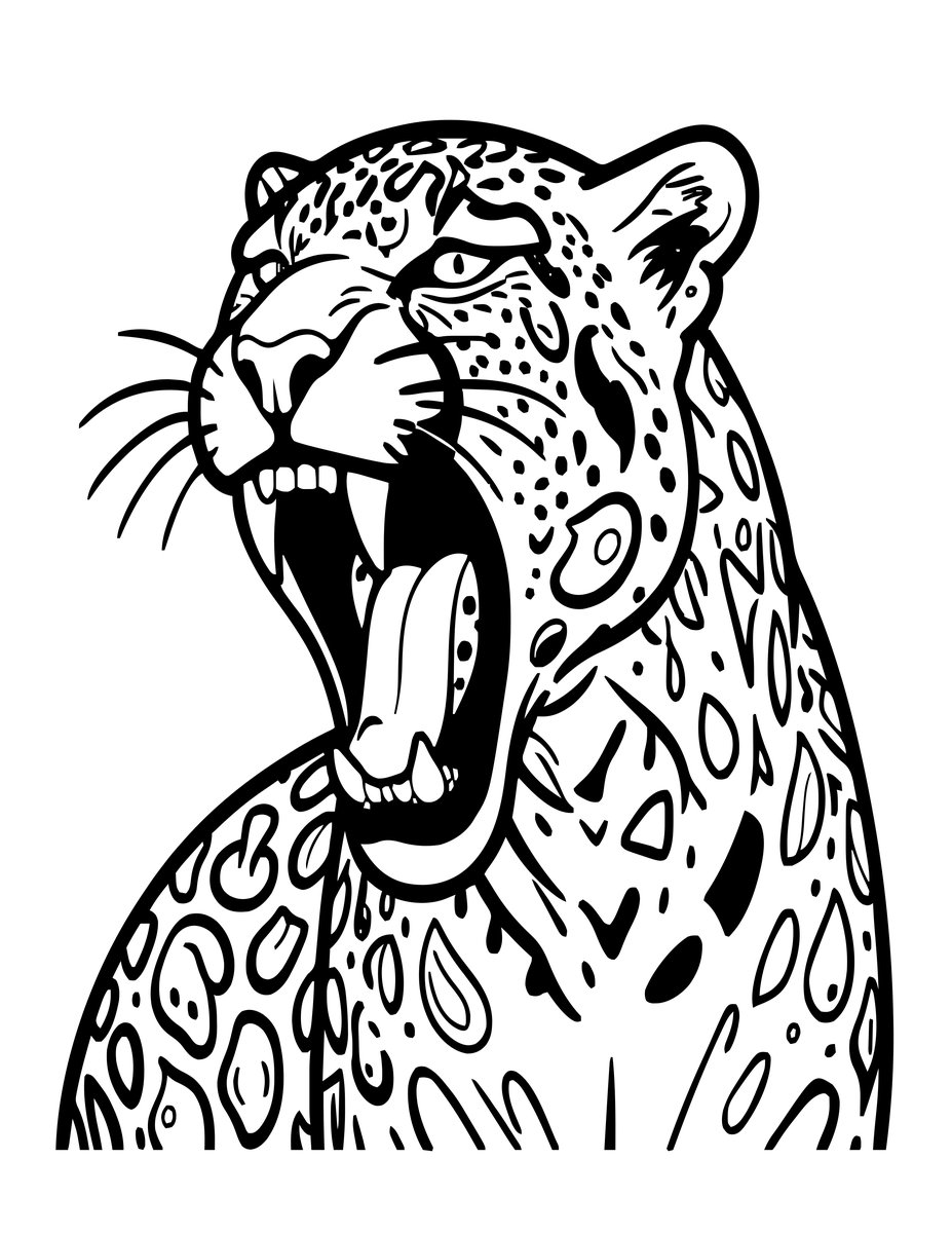 Snow Leopard Yawn - free printable coloring page