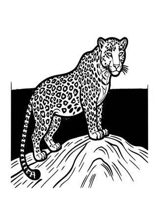 Snow Leopard at Dawn - Free printable coloring page