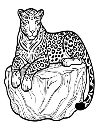 Snow Leopard Resting - Free printable coloring page