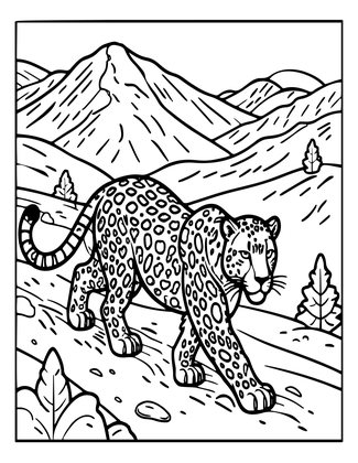 Snow Leopard Winter - Free printable coloring page