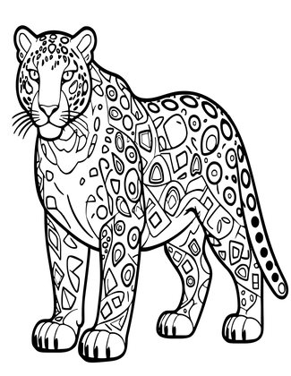 Snow Leopard Geometric - Free printable coloring page