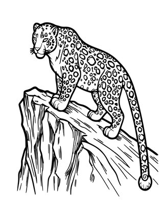 Snow Leopard Hunting - Free printable coloring page