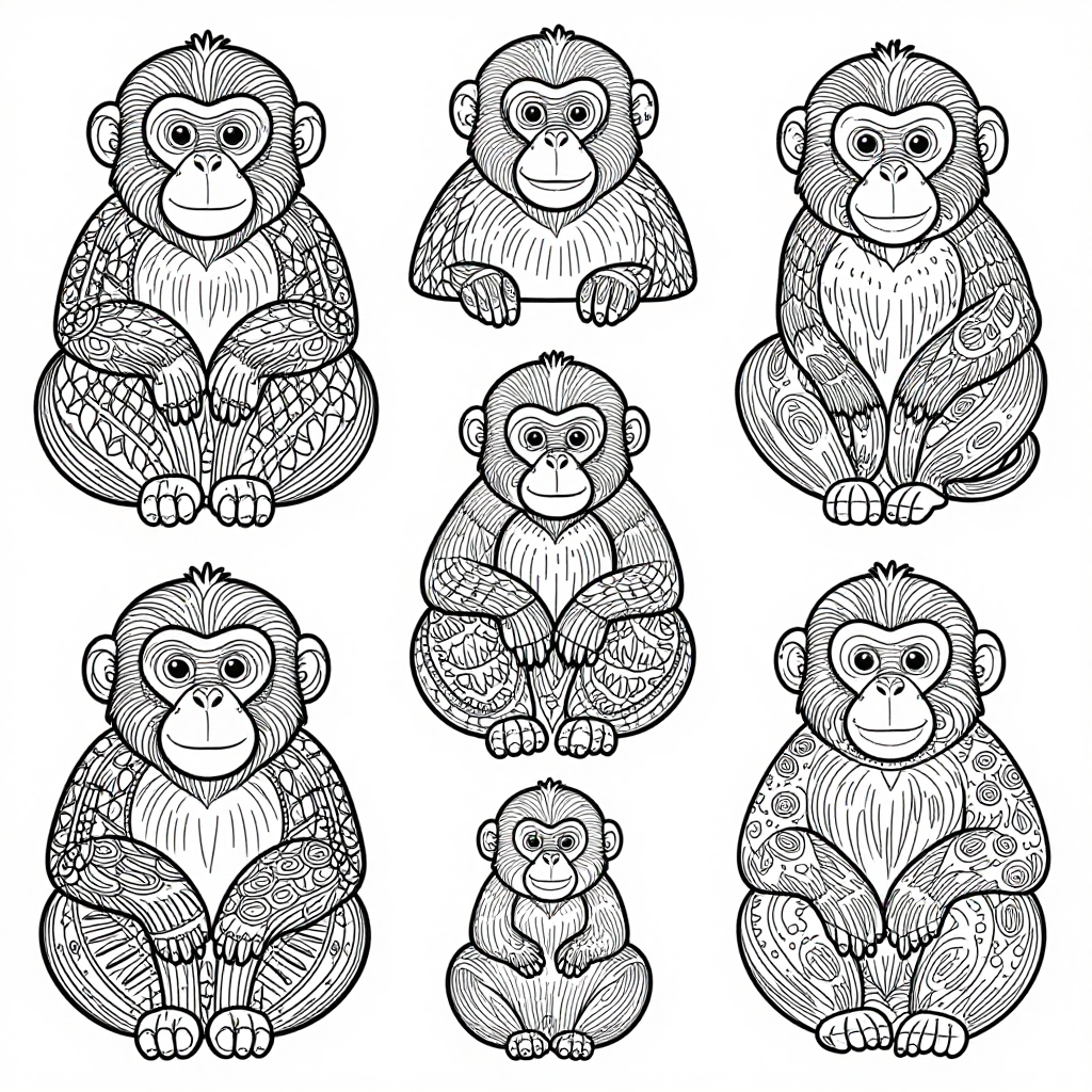Snow Monkeys coloring pages collection - 30 free printable pages