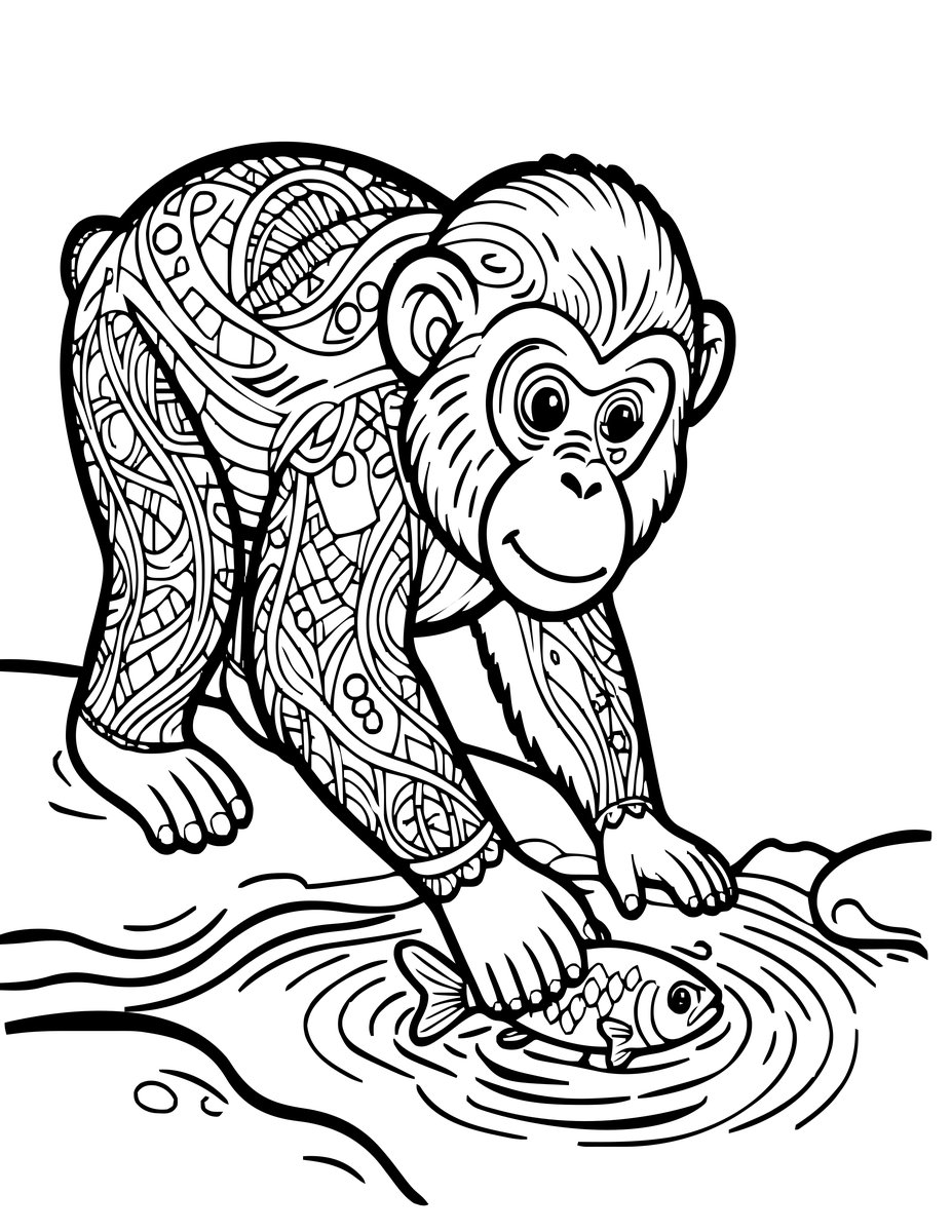 Ice Fishing - free printable coloring page