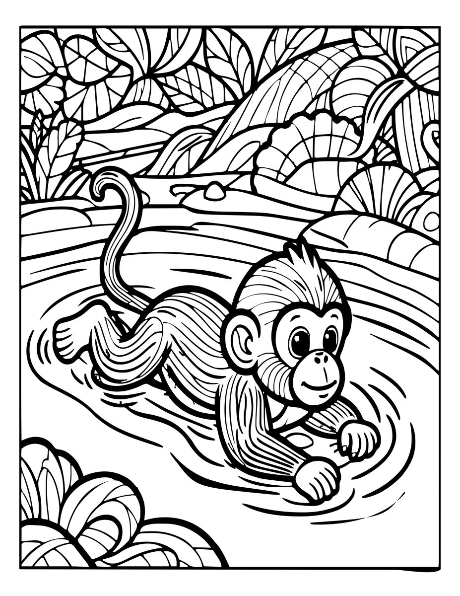Pup Swim - free printable coloring page