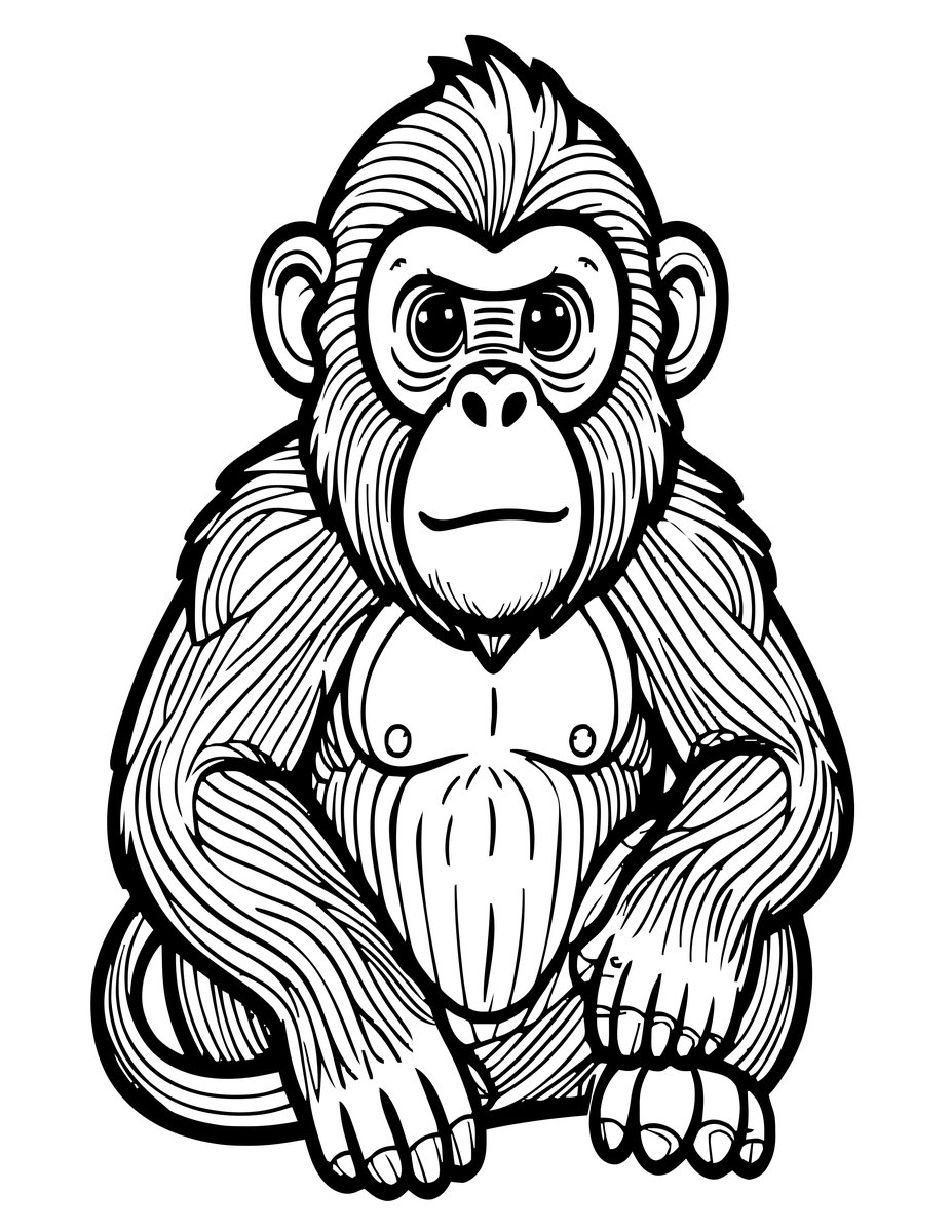 Elder Monkey - free printable coloring page