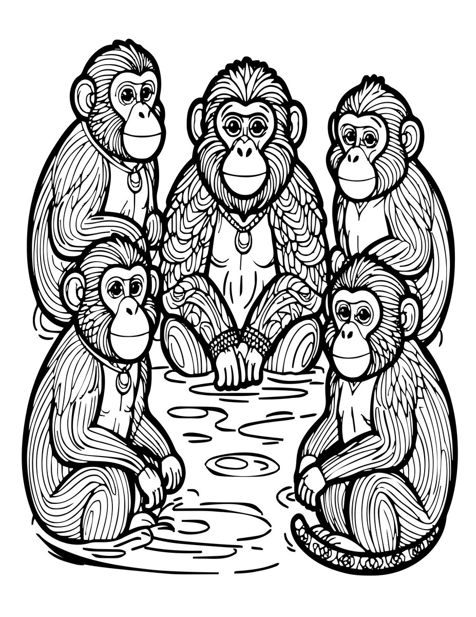 Jigokudani Park - free printable coloring page