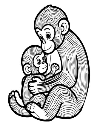 Baby Clinging - Free printable coloring page