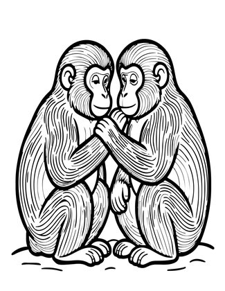 Social Grooming - Free printable coloring page